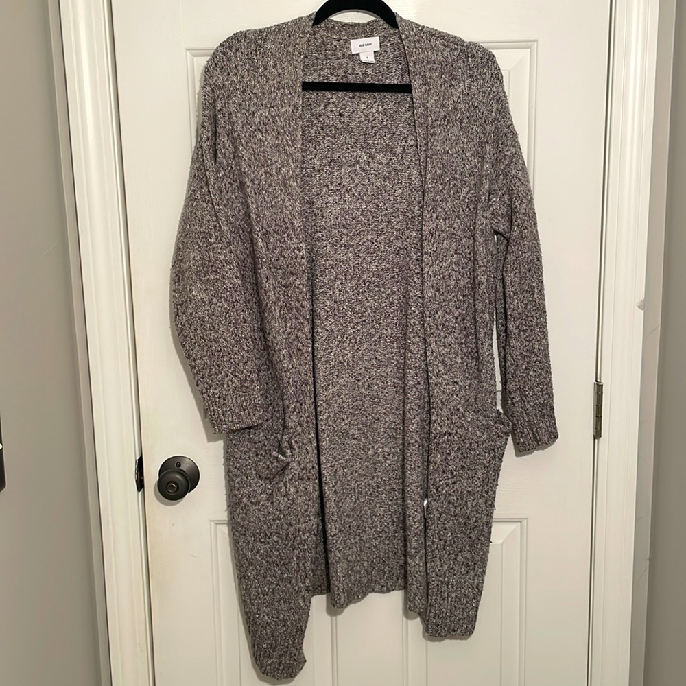 Old Navy Heathered Gray Cardigan with Pockets